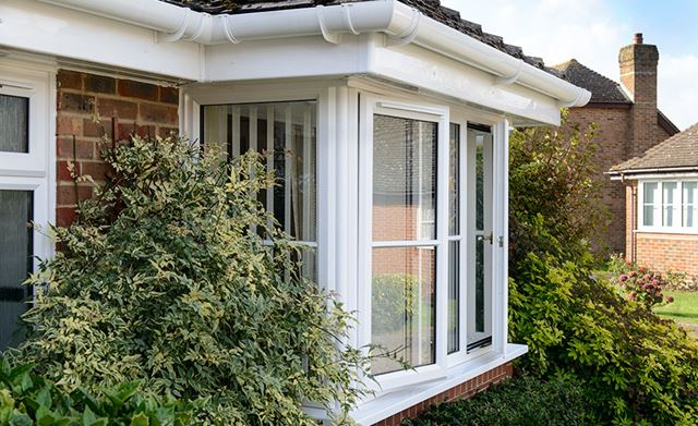 White PVC guttering on bungalow